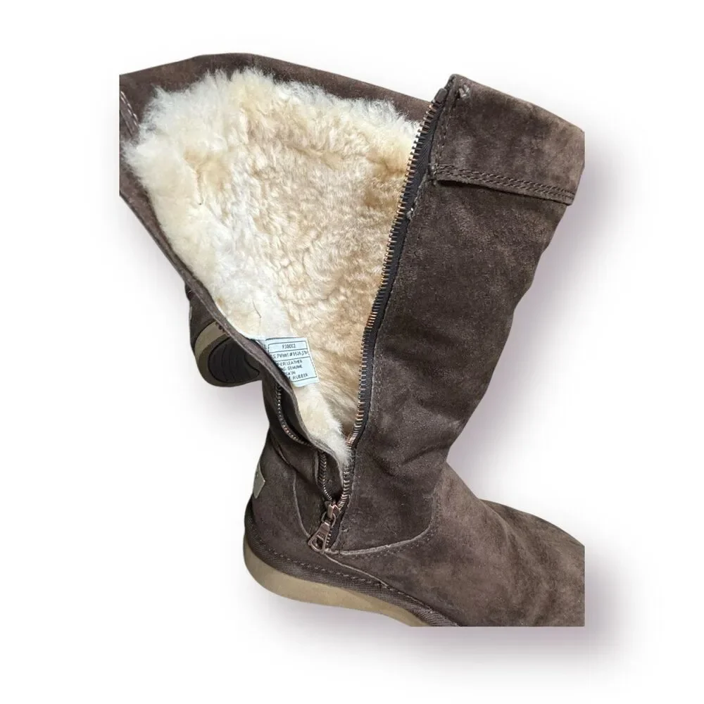 UGG Women’s Boots Cargo III Leather Suede Sheepskin Pockets‎ on Boots Sz 6 Brown